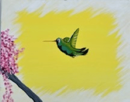 Humming bird paint and sip painting event with Painting and Vino Sacramento