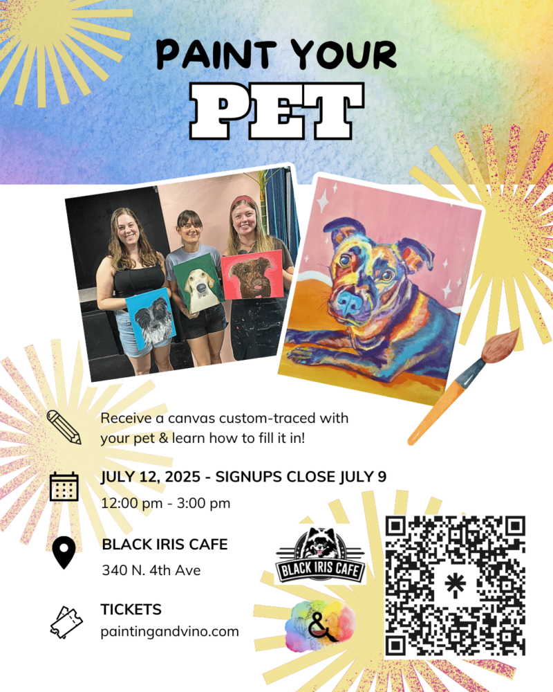 Immerse yourself in a world of creativity and fun at our Paint Your Pet class. Whether you're on a date, with family or friends, or even as a couple, this indoor activity promises to be memorable. Let your artistic side shine as you paint away the stress of the day in a relaxed and social setting. Join us for a creative experience like no other!