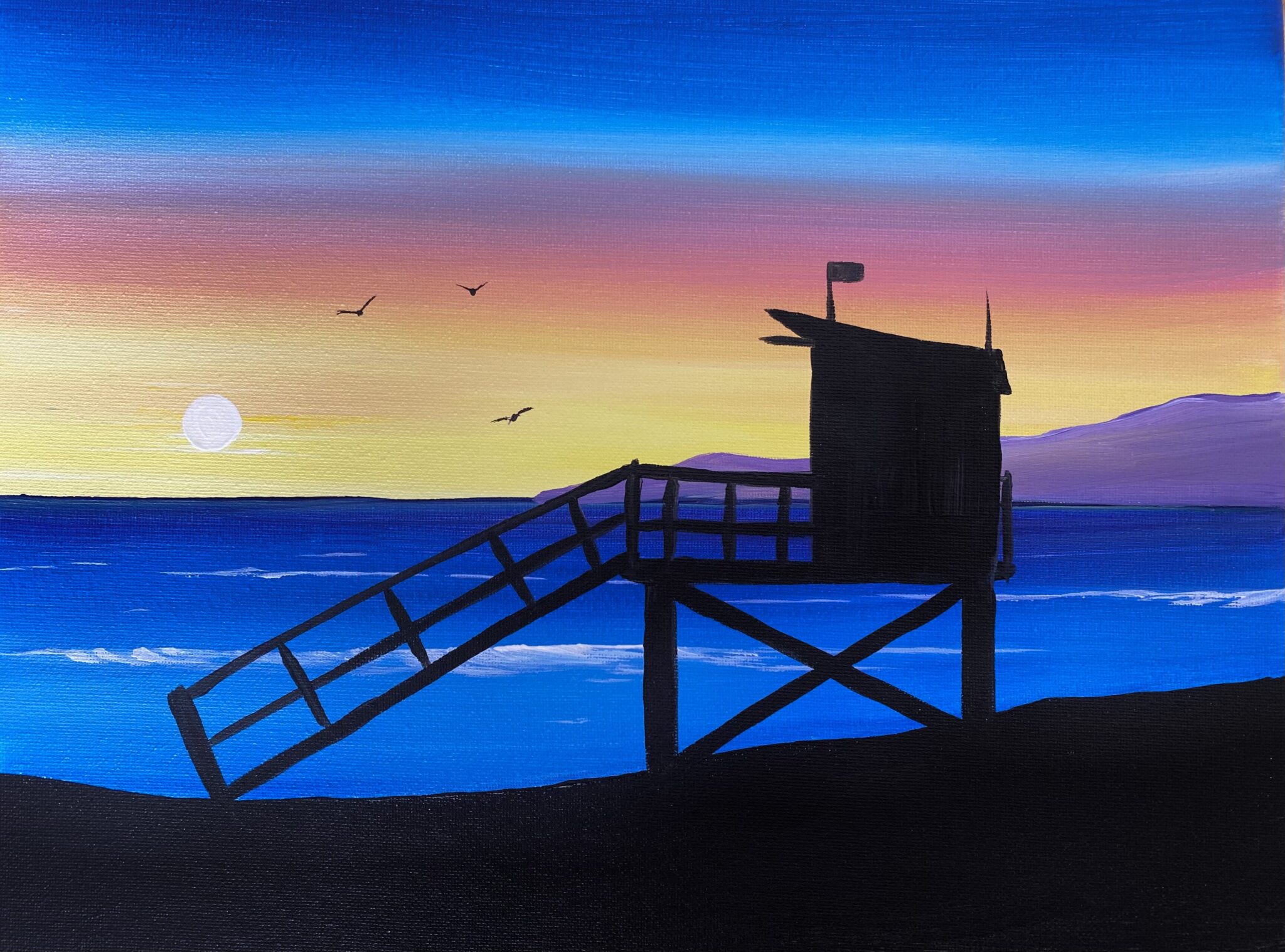 sunset beach tower paint and sip