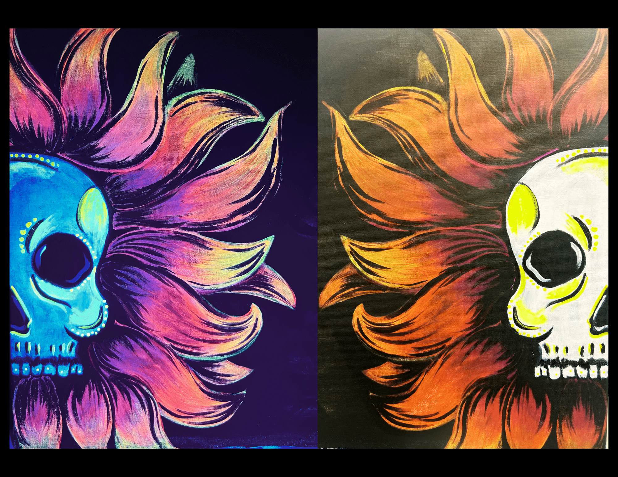 Paint and Glow Night – Neon Flower Skull