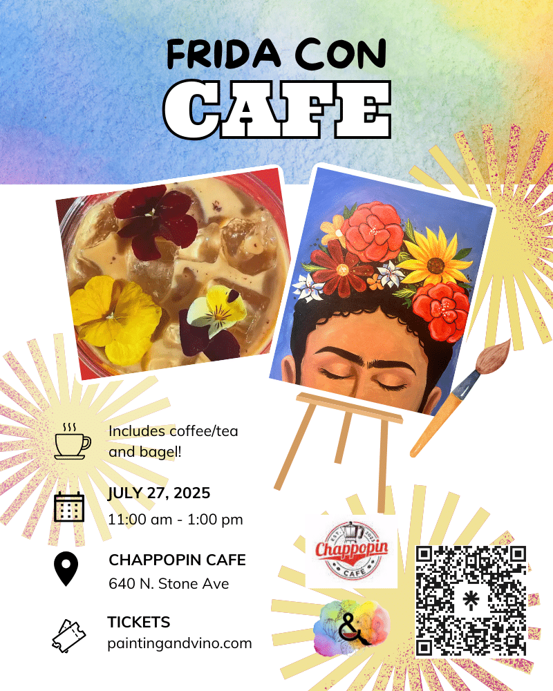 Immerse yourself in a world of creativity and fun at our paint and coffee 'Cafe Con Frida' class. Whether you're on a date, with family or friends, or even as a couple, this indoor activity promises to be memorable. Let your artistic side shine as you paint away the stress of the day in a relaxed and social setting. Join us for a creative experience like no other!