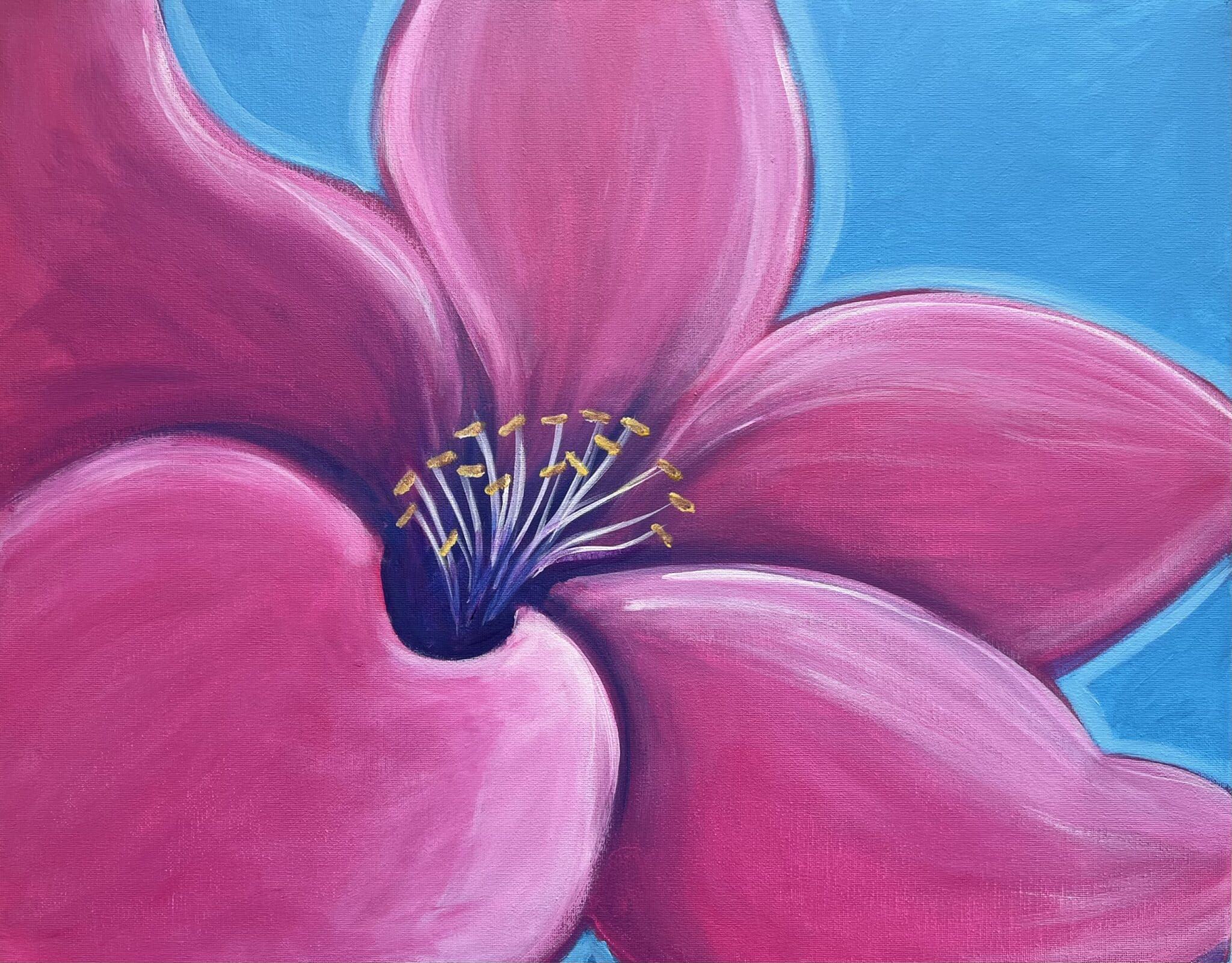 Pink Hibiscus- Paint and Sip – San Diego