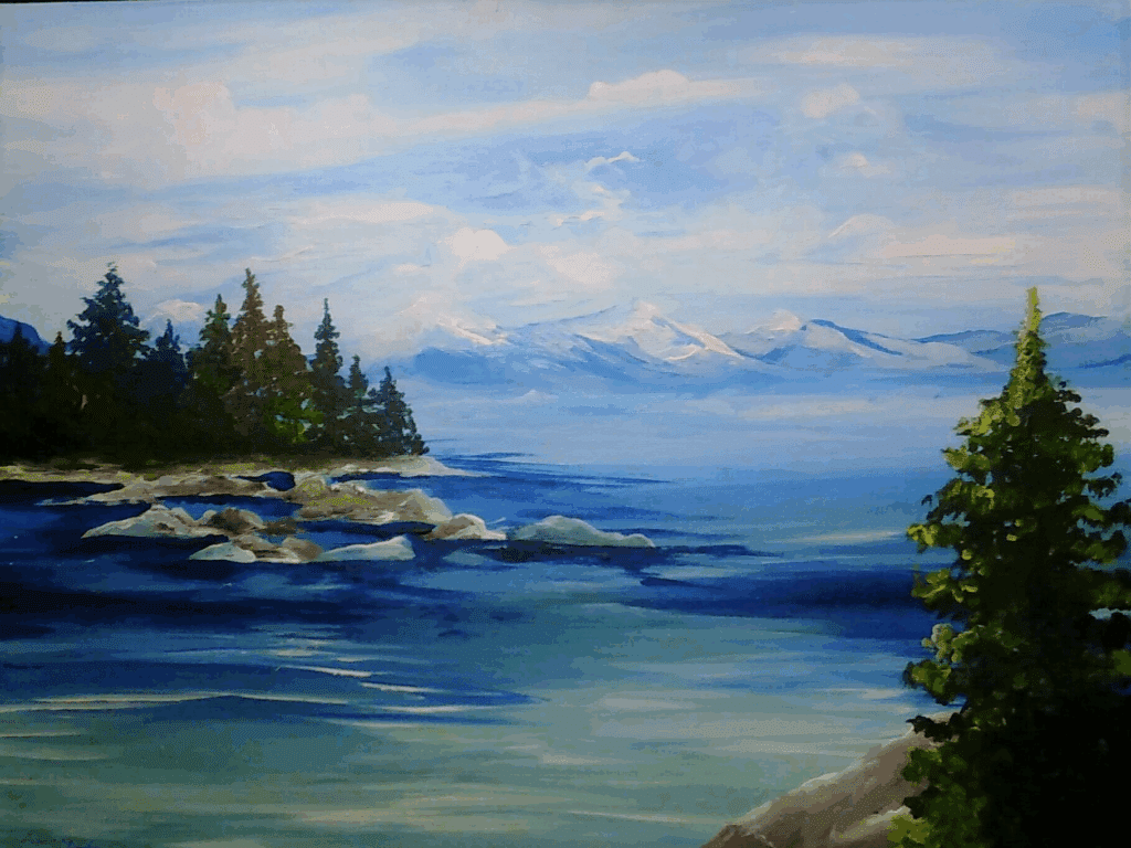 Tahoe Blue Premium Pallet Knife Paint and Sip Painting Painting Event with Painting and Vino Sacramento