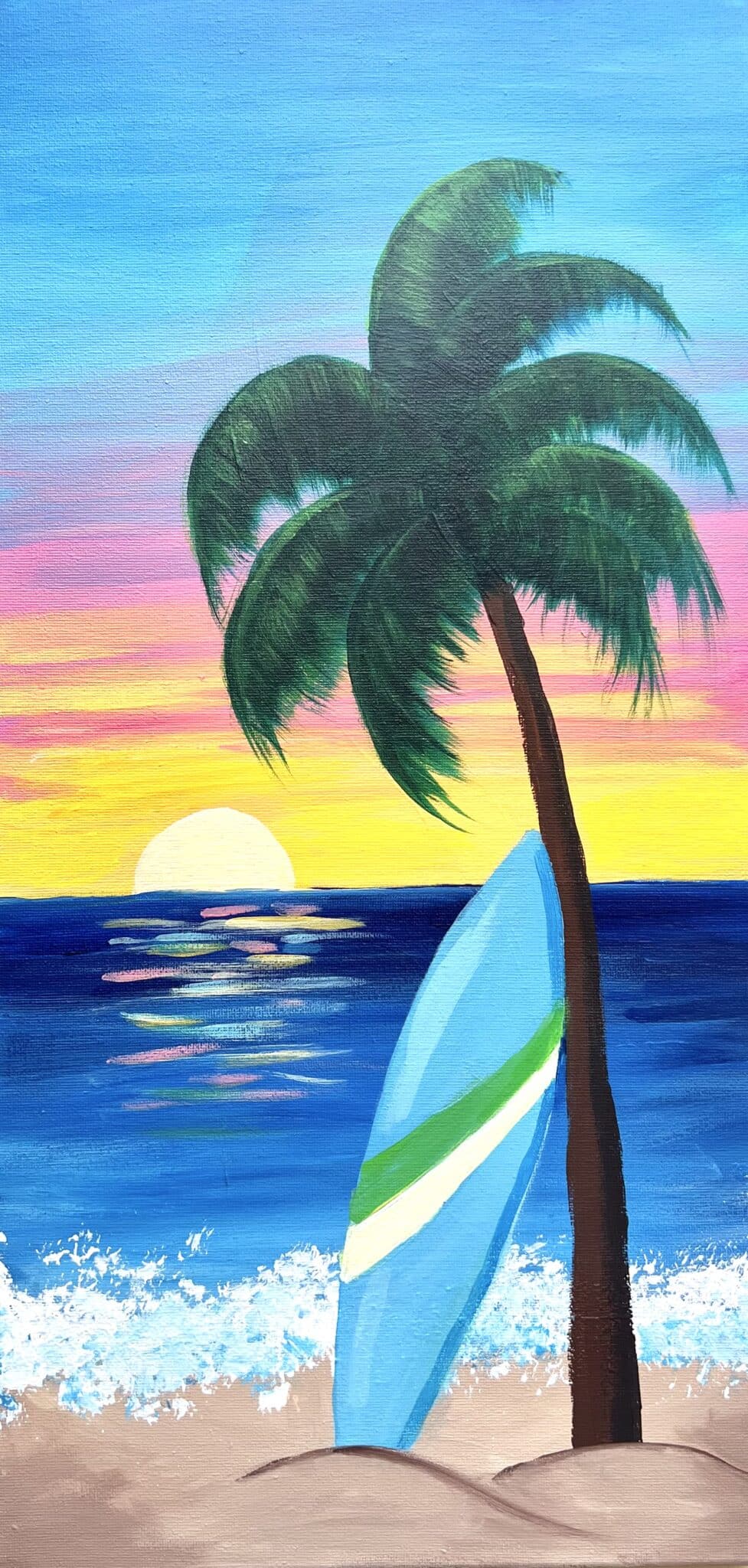 Surfboard and Palm Tree