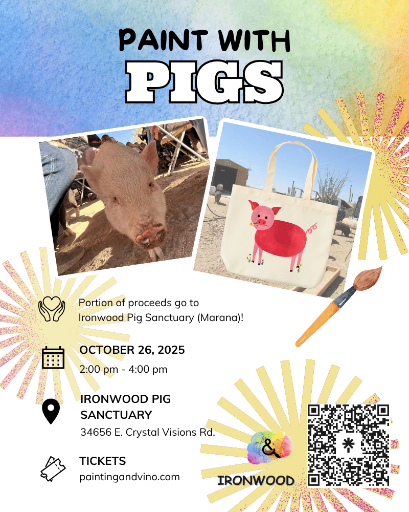 Immerse yourself in a world of creativity and fun at our paint with pigs event. Whether you're on a date, with family or friends, or even as a couple, this activity promises to be memorable. Let your artistic side shine as you paint away the stress of the day in a relaxed and social setting. Join us for a creative art experience like no other!