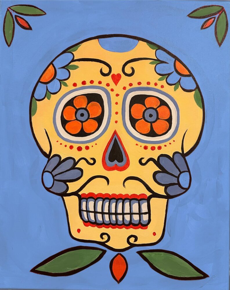 Sugar Skull Paint and Pints at Button Brew House – Traced Canvas