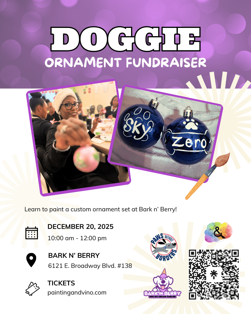 Immerse yourself in a world of creativity and fun at our Doggie Ornament class. Whether you're on a date, with family or friends, or even as a couple, this indoor activity promises to be memorable. Let your artistic side shine as you paint away the stress of the day in a relaxed and social setting. Join us for a creative wine and paint experience like no other!