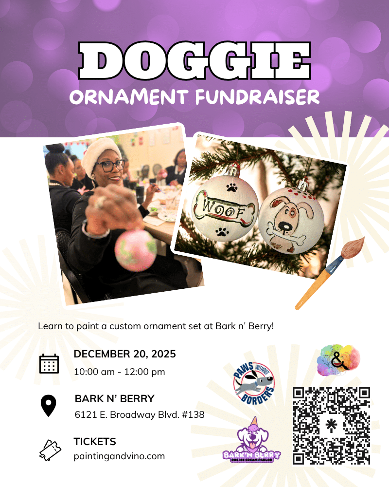 Immerse yourself in a world of creativity and fun at our doggie ornament class at Bark n' Berry. Whether you're on a date, with family or friends, or even as a couple, this indoor activity promises to be memorable. Let your artistic side shine as you paint away the stress of the day in a relaxed and social setting. Join us for a creative paint experience like no other!