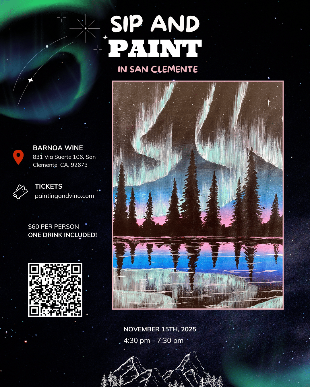 Northern Lights paint and sip
