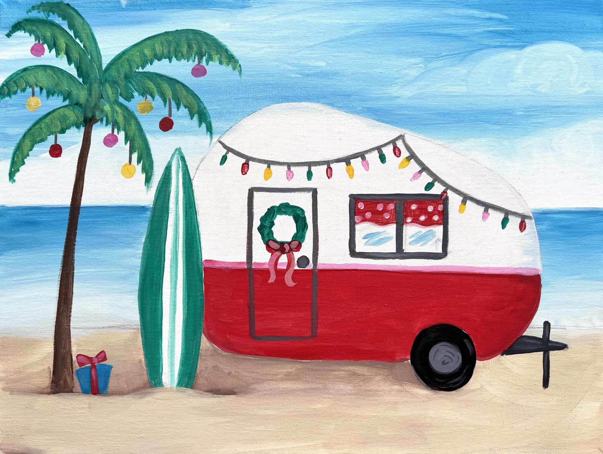 Coastal Christmas Beach Camper