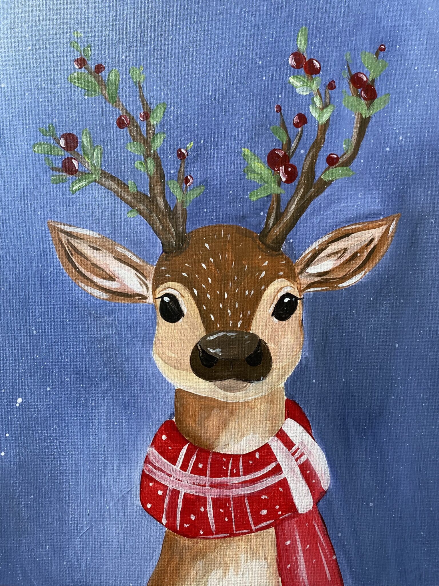 a deer holiday paint and sip