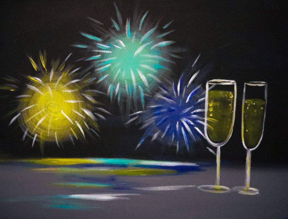 Champagne Toast! A Paint and sip event with Painting and Vino Sacramento.