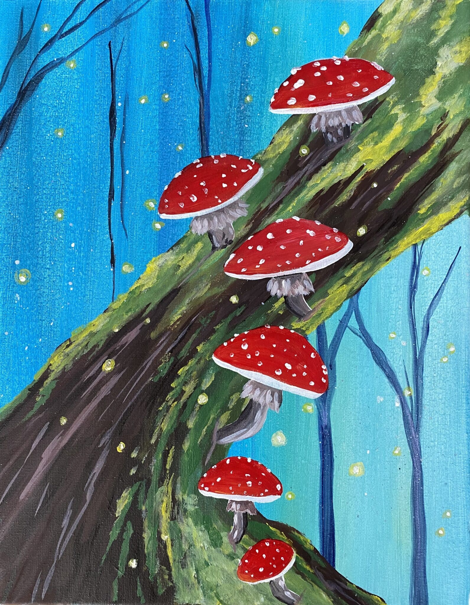 fairy mushrooms paint and sip