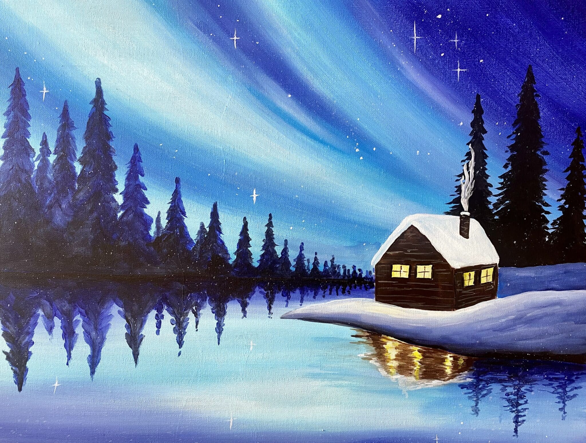 winter cabin paint and sip