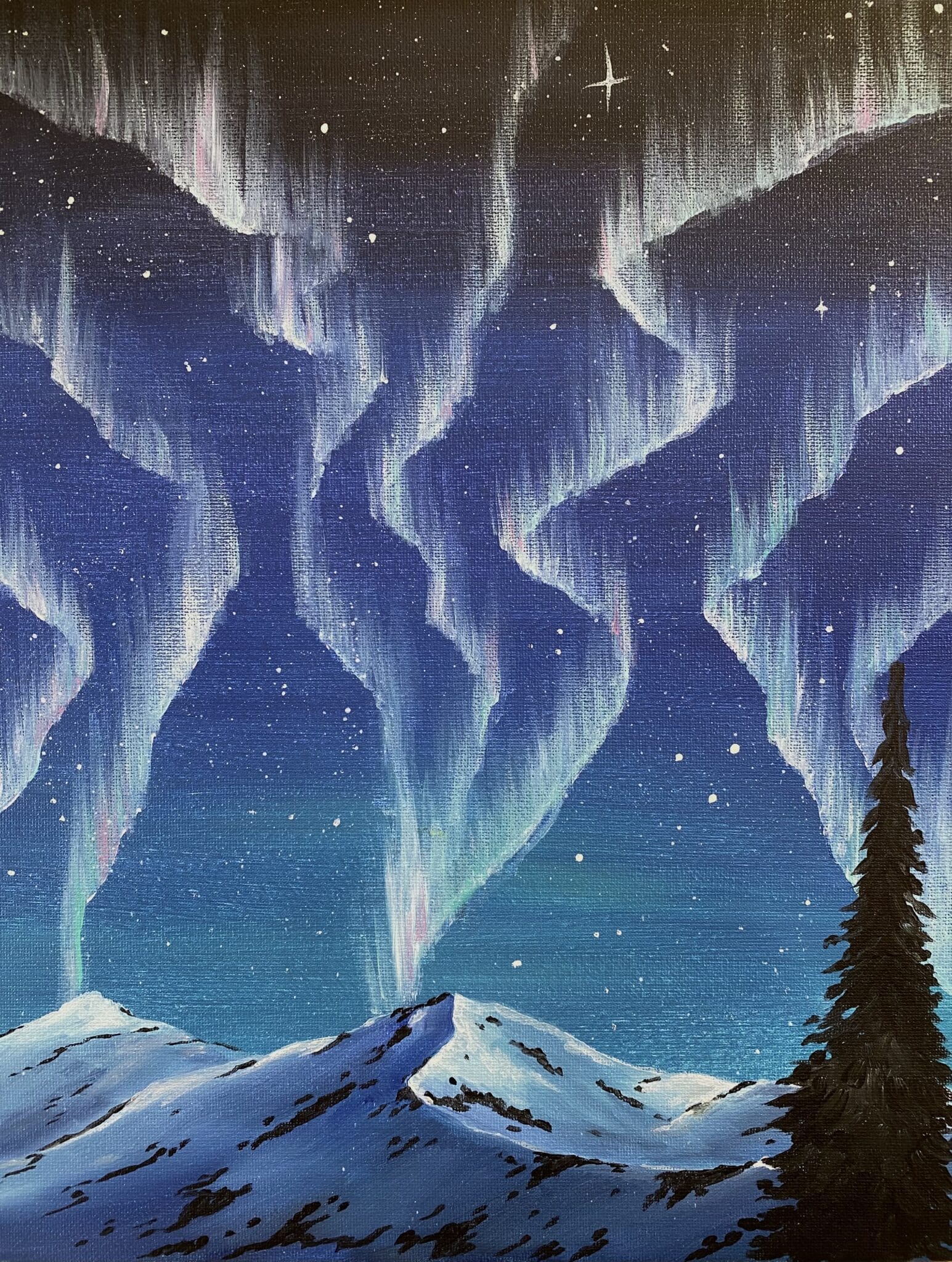 Snowy Summit paint and sip