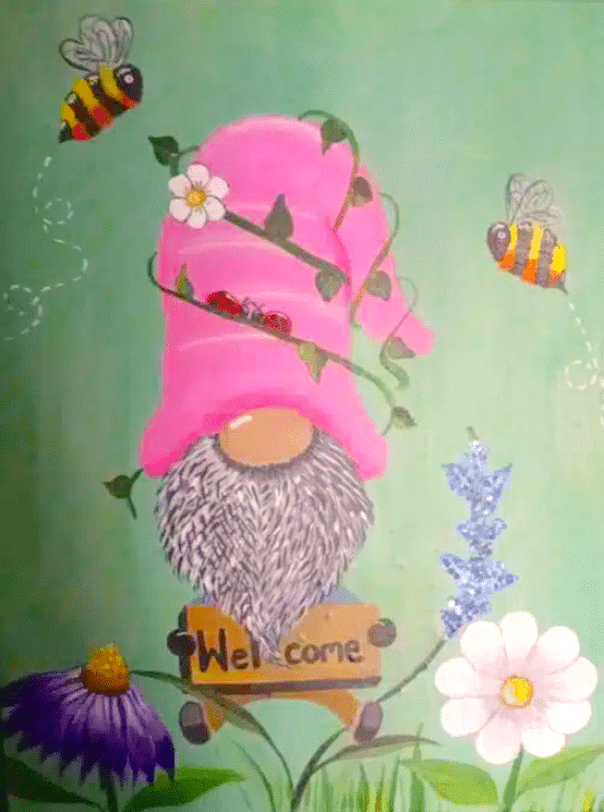 Welcome Gnome paint and sip painting event with Painting and Vino Sacramento