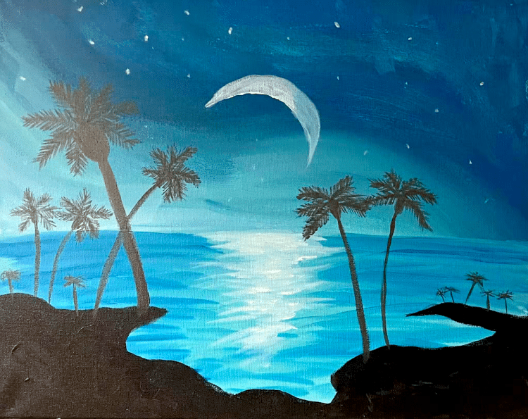 Paint and Sip - Moonlit Beach - Chandler - Phoenix - Painting and Vino