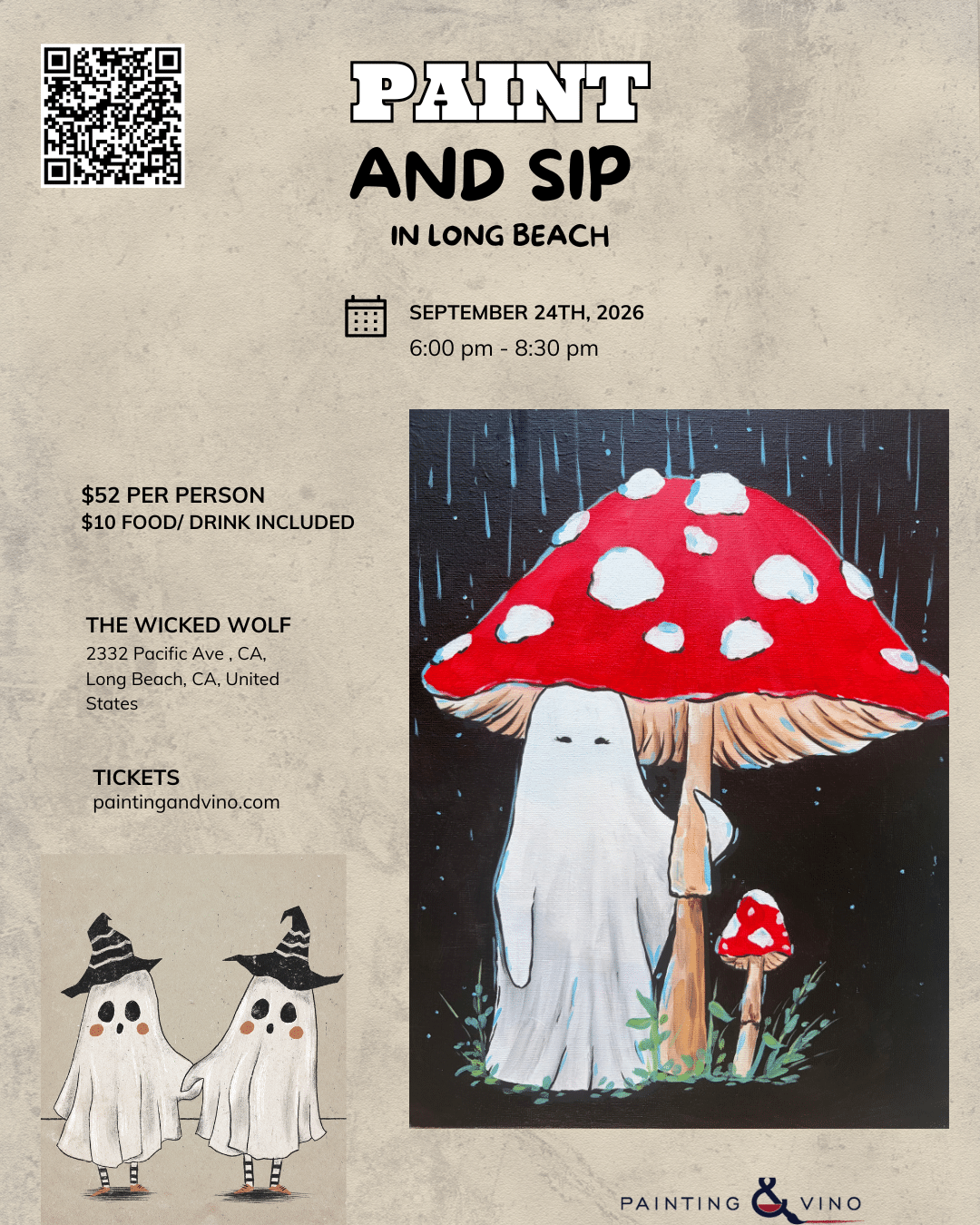 Ghostly Mushroom Paint and Sip Long Beach