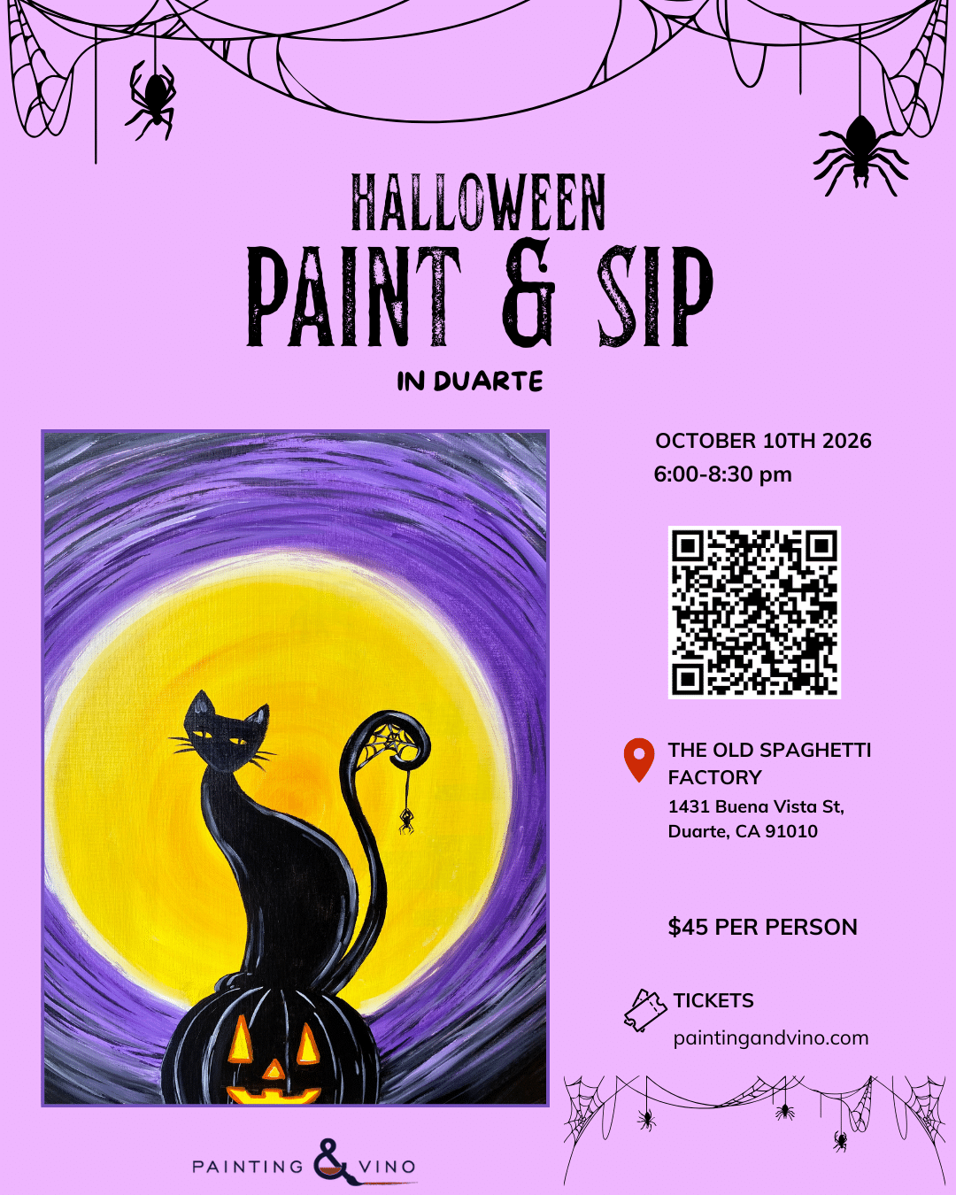 Halloween Cat Paint and Sip Duarte