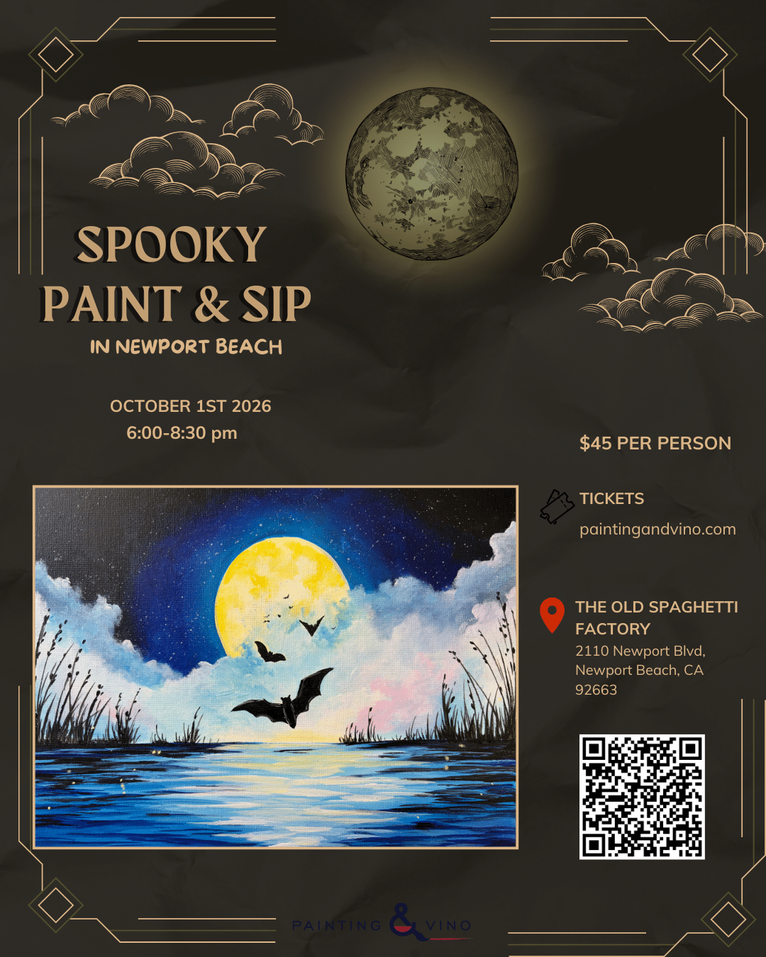 Spooky Bats Paint and Sip Newport Beach