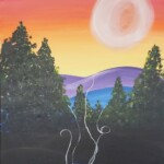 Smell the fresh coffee and clean mountain air with this fun “Morning Campground” painting event. Morning Campground paint and sip painting event with Painting and Vino Sacramento