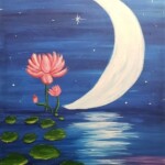 Moonlight Lotus paint and sip painting event with Painting and Vino Sacramento. Moonlight Lotus paint and sip painting event with Painting and Vino Sacramento.